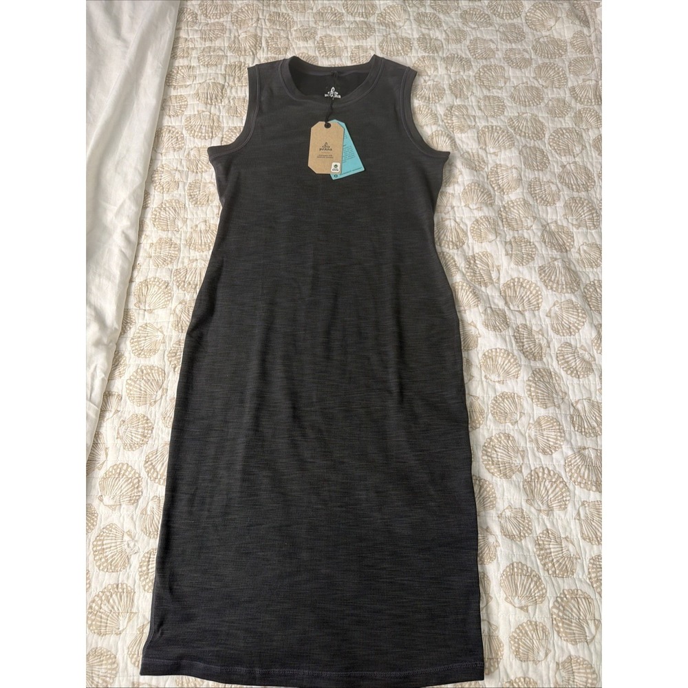 Prana NWT Black Heather Form Fitting Midi Dress Stretch